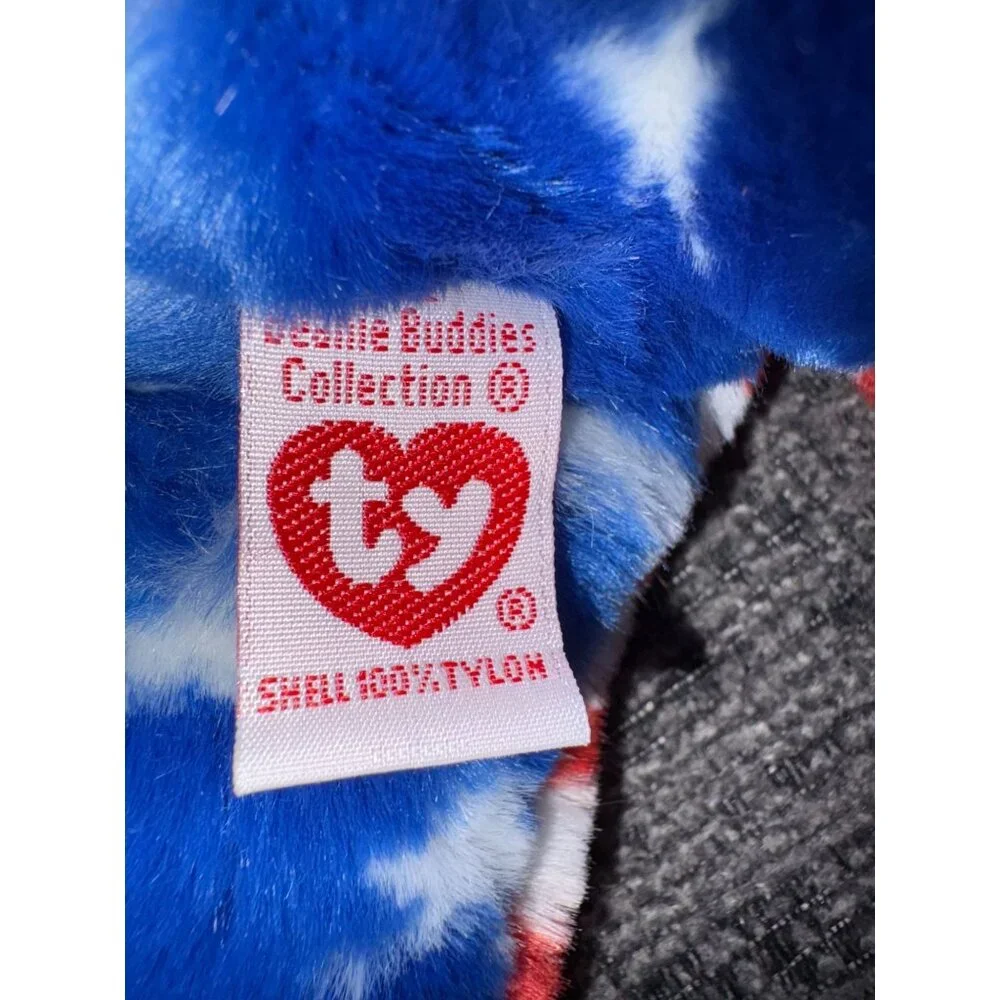 Ty Beanie Buddies Collection 2002 Patriotic Bear Plush Red White & Blue Stars St
